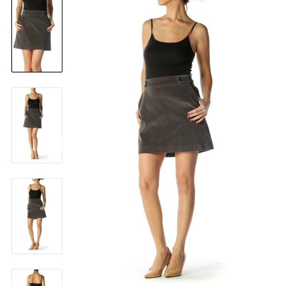 Loft Corduroy Skirt Gray Size 10 Petite - Picture 2 of 13